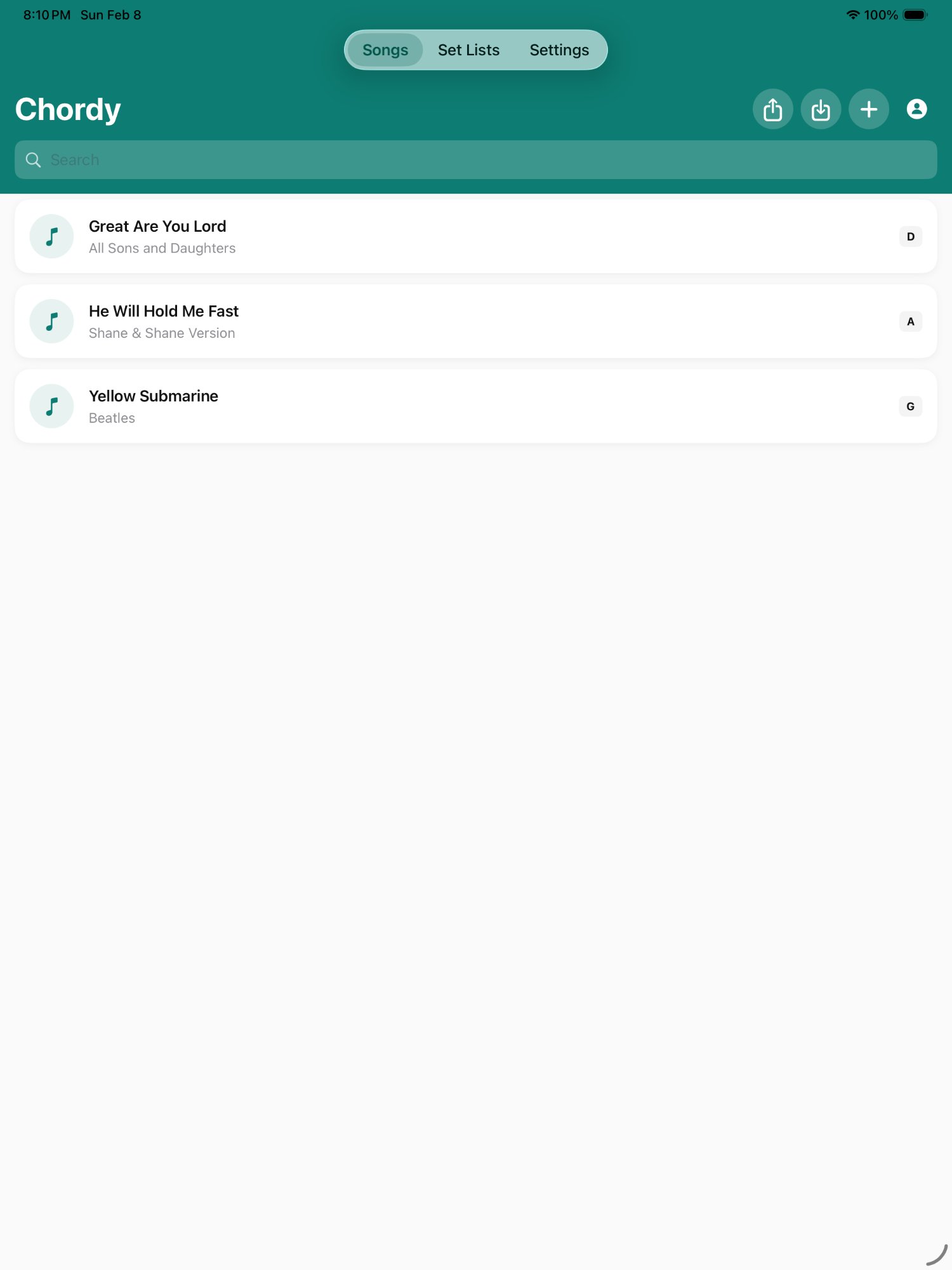 Song library with search